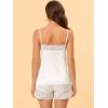 imageAllegra K Womens Satin Pjs Sleepwear Lace Trim Camisole Tops with Shorts Lounge Silky Pajama SetsWhite