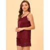 imageAllegra K Womens Satin Pjs Sleepwear Lace Trim Camisole Tops with Shorts Lounge Silky Pajama SetsWine Red