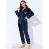 imageAllegra K Womens Sleepwear Flannel Button Down Lounge Winter Long Sleeves Pajama SetsNavy Blue