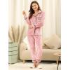 imageAllegra K Womens Sleepwear Flannel Button Down Lounge Winter Long Sleeves Pajama SetsPink