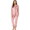 imageAllegra K Womens Sleepwear Flannel Button Down Lounge Winter Long Sleeves Pajama SetsPink