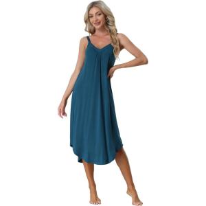 imageAllegra K Womens Lounge Valentines Day Pajama Dress Sleepwear Nightdress Spaghetti Strap Cami NightgownsDark Blue