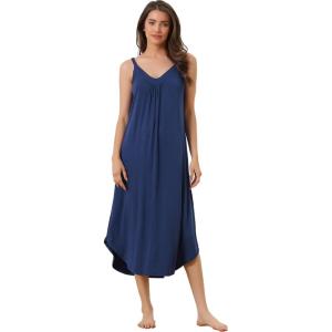 imageAllegra K Womens Lounge Valentines Day Pajama Dress Sleepwear Nightdress Spaghetti Strap Cami NightgownsNavy Blue