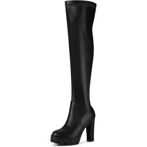 imageAllegra K Womens Platform Boots Chunky Heel Over Knee High BootsBlack