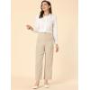 imageAllegra K Elegant Business Pants for Womens Elastic Waist Button Decor Straight Leg Work TrousersBeige