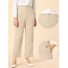 imageAllegra K Elegant Business Pants for Womens Elastic Waist Button Decor Straight Leg Work TrousersBeige