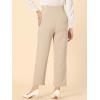 imageAllegra K Elegant Business Pants for Womens Elastic Waist Button Decor Straight Leg Work TrousersBeige