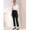 imageAllegra K Elegant Business Pants for Womens Elastic Waist Button Decor Straight Leg Work TrousersBlack