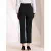 imageAllegra K Elegant Business Pants for Womens Elastic Waist Button Decor Straight Leg Work TrousersBlack