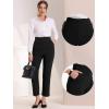 imageAllegra K Elegant Business Pants for Womens Elastic Waist Button Decor Straight Leg Work TrousersBlack