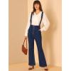 imageAllegra K Womens Bell Bottoms Overalls Long Vintage Flare Jeans Denim PantsDark Blue