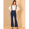 imageAllegra K Womens Bell Bottoms Overalls Long Vintage Flare Jeans Denim PantsDark Blue