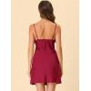 imageAllegra K Womens Satin Pajamas Cami Dress Sleepwear Spaghetti Strap Lounge Camisole NightgownsRed