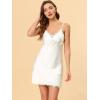 imageAllegra K Womens Satin Pajamas Cami Dress Sleepwear Spaghetti Strap Lounge Camisole NightgownsWhite