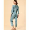 imageAllegra K Womens Satin Sleepwear Night Suit V Neck Lace Nightwear Lounge Pajama SetLight Blue