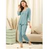 imageAllegra K Womens Satin Sleepwear Night Suit V Neck Lace Nightwear Lounge Pajama SetLight Blue