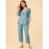 imageAllegra K Womens Satin Sleepwear Night Suit V Neck Lace Nightwear Lounge Pajama SetLight Blue