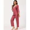 imageAllegra K Womens Satin Sleepwear Night Suit V Neck Lace Nightwear Lounge Pajama SetLight Red