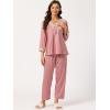 imageAllegra K Womens Satin Sleepwear Night Suit V Neck Lace Nightwear Lounge Pajama SetPink