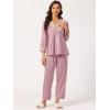 imageAllegra K Womens Satin Sleepwear Night Suit V Neck Lace Nightwear Lounge Pajama SetPink Purple