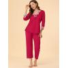 imageAllegra K Womens Satin Sleepwear Night Suit V Neck Lace Nightwear Lounge Pajama SetRed