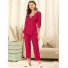 imageAllegra K Womens Satin Sleepwear Night Suit V Neck Lace Nightwear Lounge Pajama SetRed