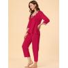 imageAllegra K Womens Satin Sleepwear Night Suit V Neck Lace Nightwear Lounge Pajama SetRed