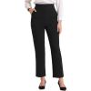 imageAllegra K Elegant Business Pants for Womens Elastic Waist Button Decor Straight Leg Work TrousersBlack