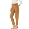 imageAllegra K Womens Faux Suede Pants Casual High Waist Belted Straight Legs TrousersBrown