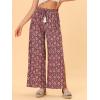 imageAllegra K Womens Boho High Waist Drawstring Split Flowy Wide Leg PantsRed