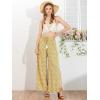 imageAllegra K Womens Boho High Waist Drawstring Split Flowy Wide Leg PantsYellow