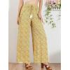 imageAllegra K Womens Boho High Waist Drawstring Split Flowy Wide Leg PantsYellow