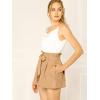 imageAllegra K Womens Bow Tie High Waist Short Paper Bag ShortsBrown