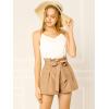 imageAllegra K Womens Bow Tie High Waist Short Paper Bag ShortsBrown