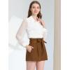 imageAllegra K Womens Bow Tie High Waist Short Paper Bag ShortsCoffee