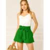 imageAllegra K Womens Bow Tie High Waist Short Paper Bag ShortsGreen1