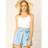 imageAllegra K Womens Bow Tie High Waist Short Paper Bag ShortsLight Blue