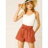 imageAllegra K Womens Bow Tie High Waist Short Paper Bag ShortsOrange Red