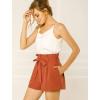 imageAllegra K Womens Bow Tie High Waist Short Paper Bag ShortsOrange Red