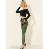 imageAllegra K Womens Casual High Waisted Ankle Length Bow Tie Waist Satin Pants with PocketArmy Green