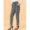 imageAllegra K Womens High Waist Trousers with Belted Straight Leg Office Work Plaid PantsBlack White