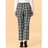 imageAllegra K Womens High Waist Trousers with Belted Straight Leg Office Work Plaid PantsBlack White