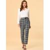 imageAllegra K Womens High Waist Trousers with Belted Straight Leg Office Work Plaid PantsBlack White