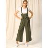 imageAllegra K Womens High Waist Wide Leg Belted Jumpsuits Button Long OverallsArmy Green