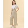 imageAllegra K Womens High Waist Wide Leg Belted Jumpsuits Button Long OverallsBeige