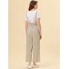 imageAllegra K Womens High Waist Wide Leg Belted Jumpsuits Button Long OverallsBeige