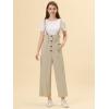 imageAllegra K Womens High Waist Wide Leg Belted Jumpsuits Button Long OverallsBeige