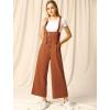 imageAllegra K Womens High Waist Wide Leg Belted Jumpsuits Button Long OverallsBrown