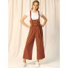 imageAllegra K Womens High Waist Wide Leg Belted Jumpsuits Button Long OverallsBrown