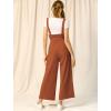 imageAllegra K Womens High Waist Wide Leg Belted Jumpsuits Button Long OverallsBrown